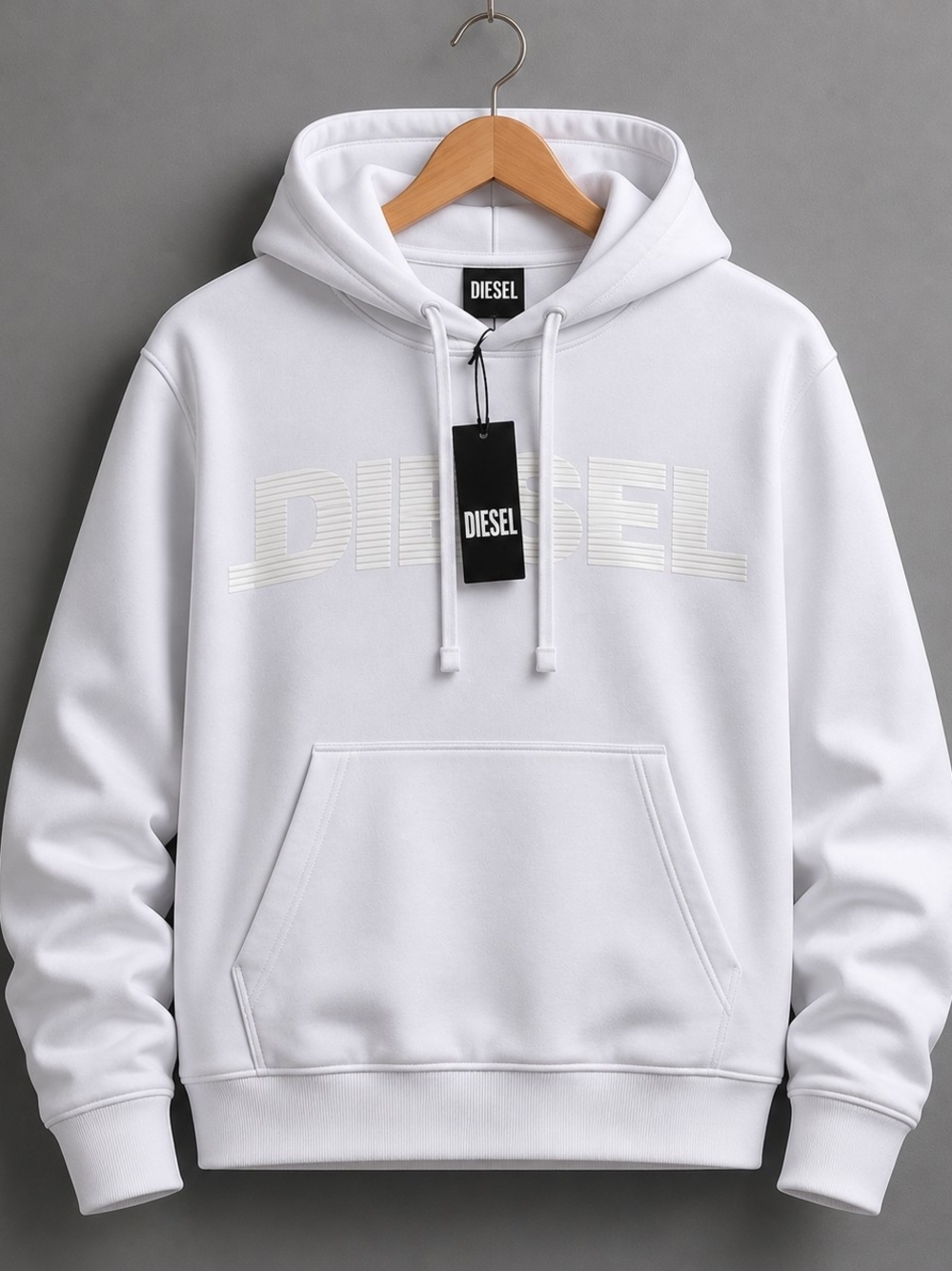 Diesel White Logo Pullover Hoodie